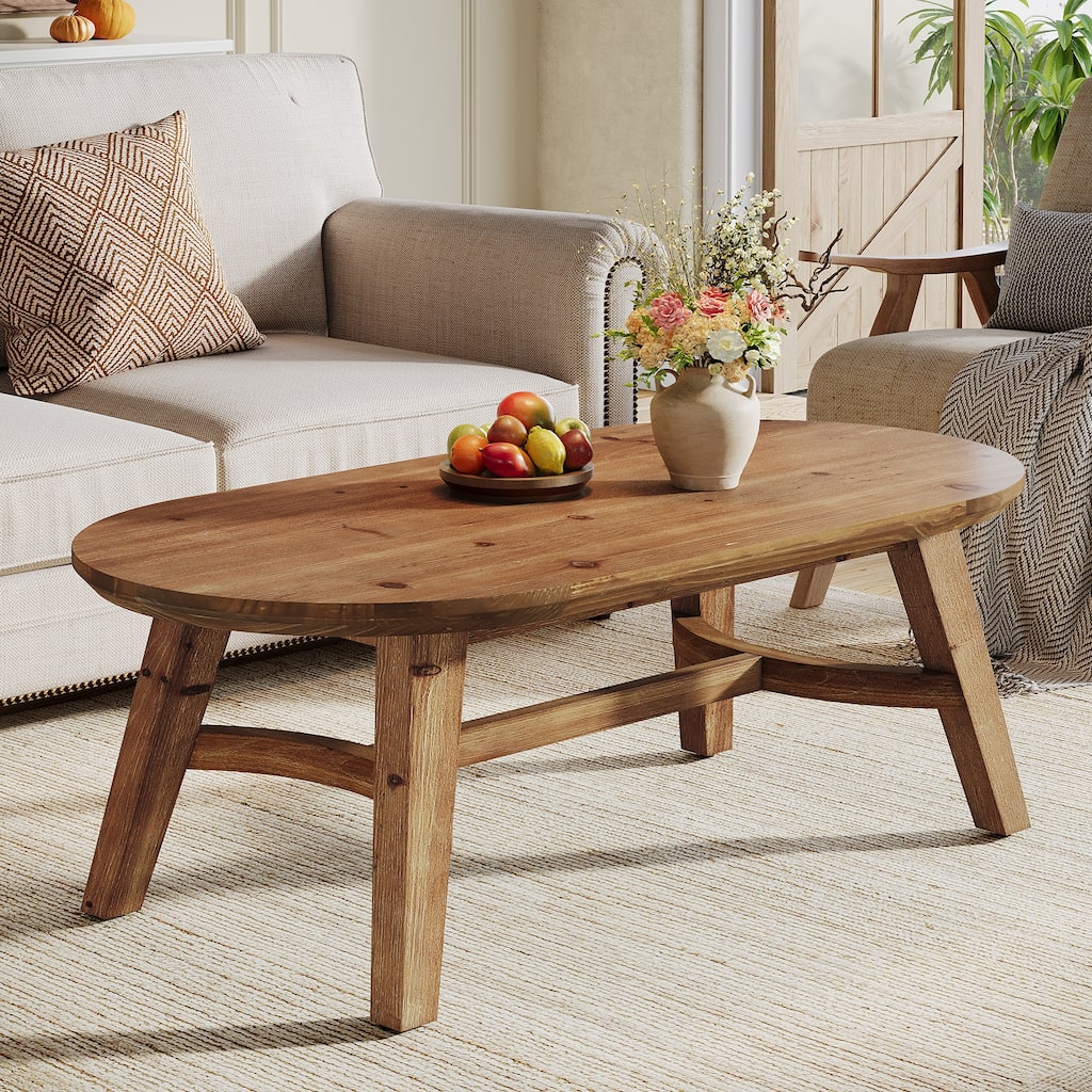 47.24-Inch Farmhouse Solid Wood Coffee Table