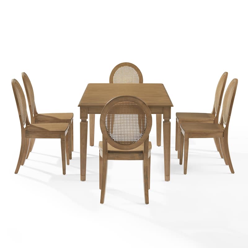 Crosley Katia 7-Piece Dining Table Set For 6 With Cane-Back Chairs