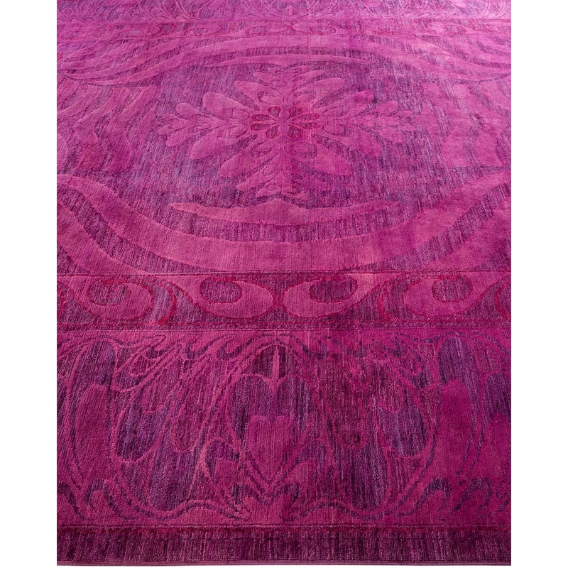 Overton Handknotted Wool Vintage Inspired Contemporary Overdyed Light Blue Area Rug - 18' 2" x 12' 1"