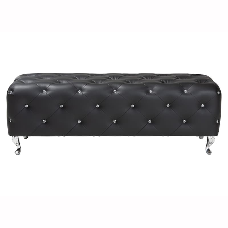 Silver Orchid Heston Crystal Tufted Modern Bench