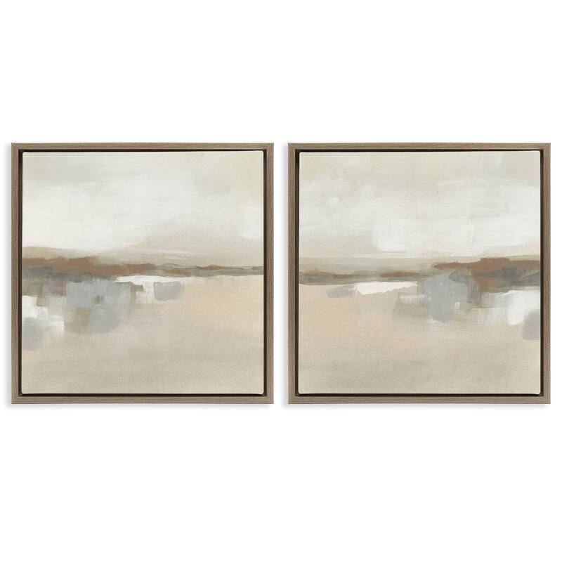 Stupell Earthy Landscape Impressions Framed Floater Canvas Wall Art Design By June Erica Vess (Set of 2) - 18 x 18 - Brown