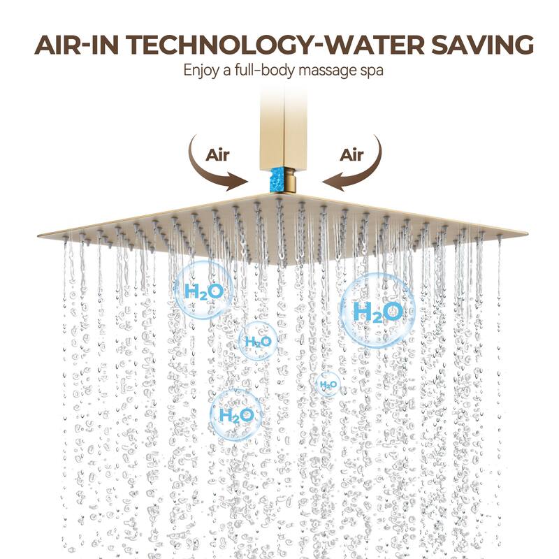 Thermostatic 3-Spray 12 in. Ceiling Mount Shower System with Handheld Shower Head and 6 Body Jets - 12" x 12"