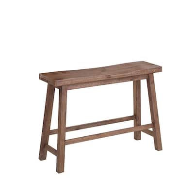 Amber 33 Inch Rubberwood Bench with Saddle Seat, Rectangular, Brown - 9 L x 33 W x 24.25 H, in Inches
