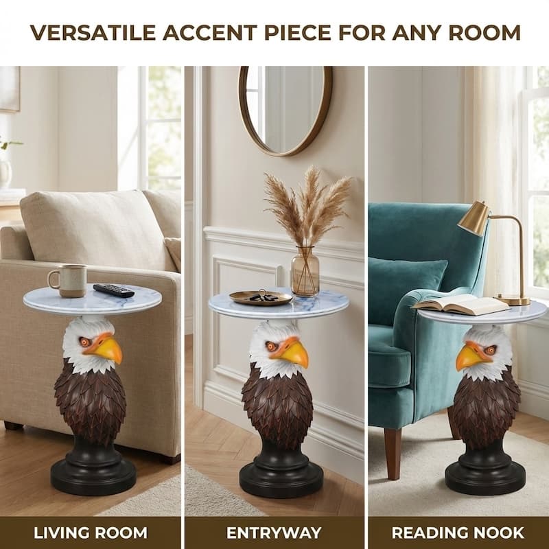 Eagle Head Accent Table Animal Statue End Tables Livingroom