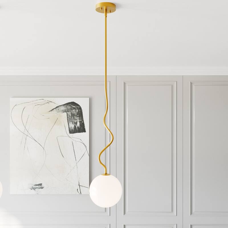 Acroma Globe Pendant with White Jade Glass