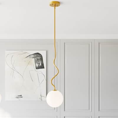 Acroma Globe Pendant with White Jade Glass