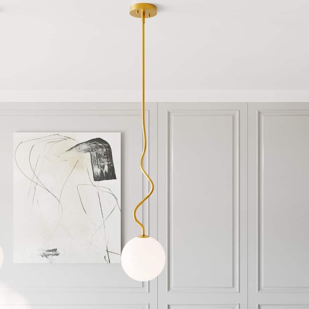 Acroma Globe Pendant with White Jade Glass