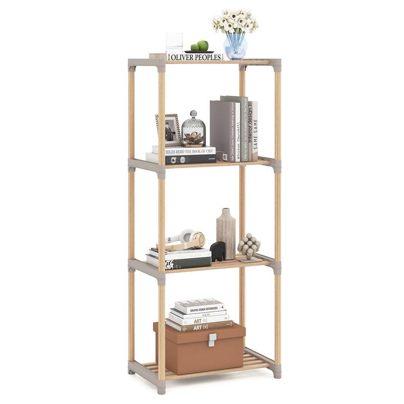 Gymax 4-Tier Bookshelf w/Open Shelves Freestanding Storage Organizer - Grey