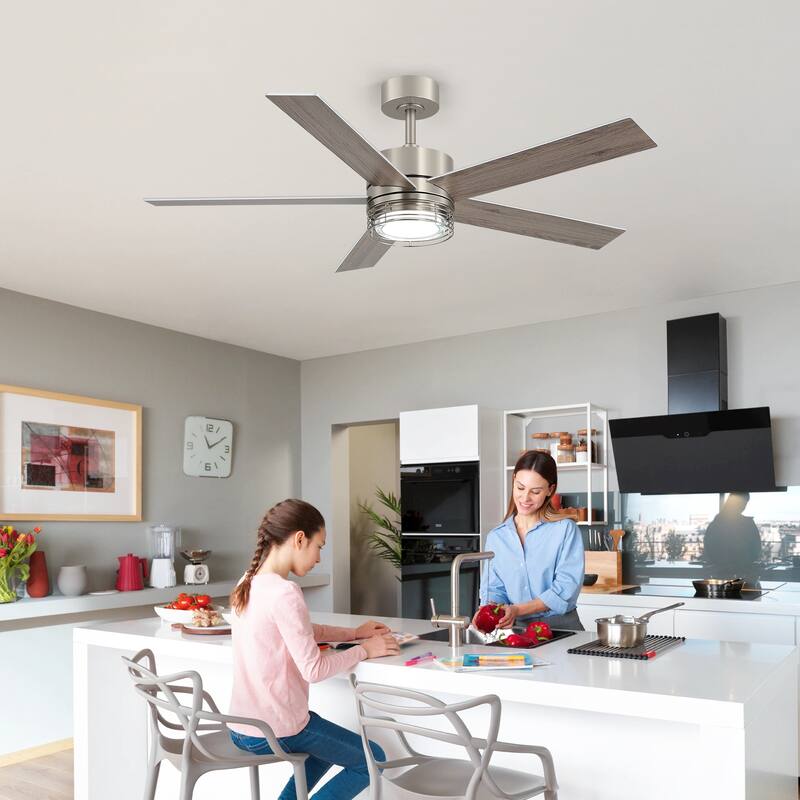 72/52-inch Reversible 8/5-Blade Dimmable LED Ceiling fan with Light and Remote