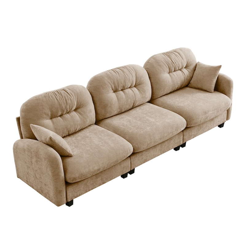 GDF Studio - Bell Modern Chenille Modular 3-Seat Sofa with Ergonomic Tufted Backrest and Wooden Base