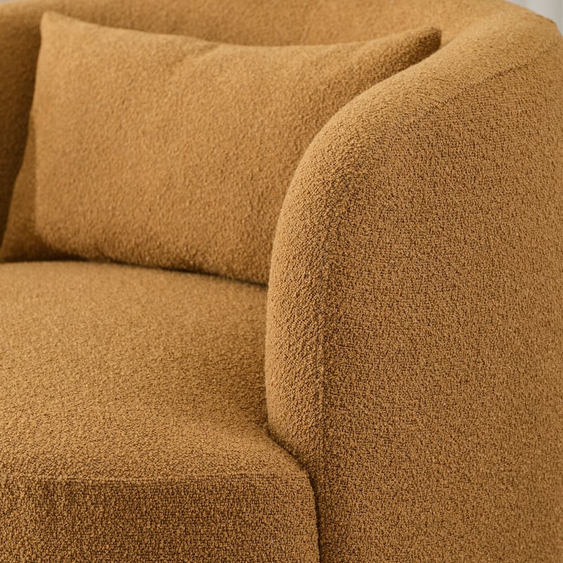 KINWELL 34" Wide Boucle Upholstered Sherpa Swivel Armchair (Set of 2)