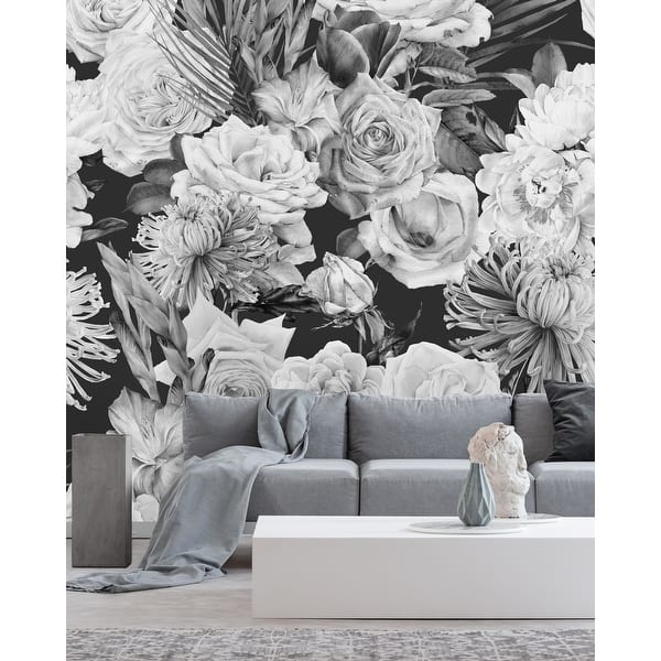 slide 1 of 3, Vintage Large Floral Mix Wallpaper Mural