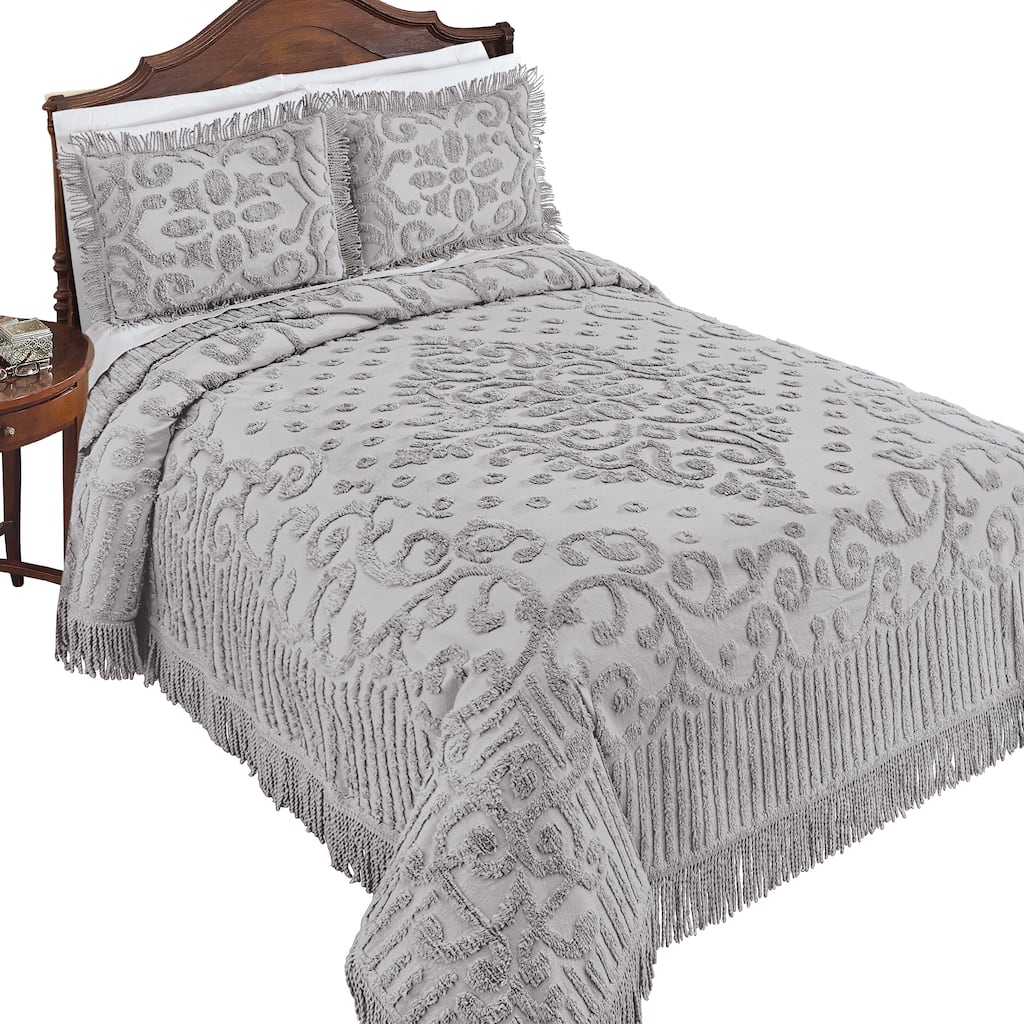 Florence Tufted Scrolling Design Chenille Bedspread