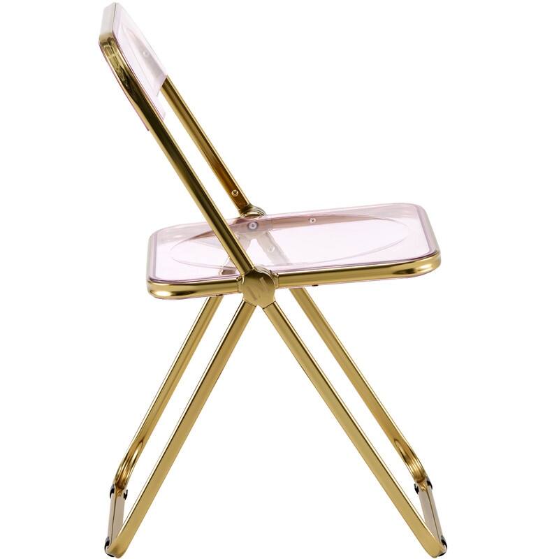 Lawrence Modern Foldable Transparent Acrylic Gold Chrome Folding Chair for Multipurpose Spaces Set of 4 - 30"