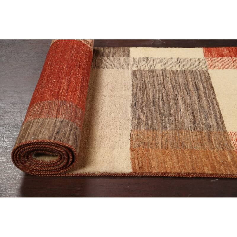 Modern Gabbeh Kashkoli Oriental Long Wool Runner Rug Hand-knotted - 2'7" x 16'2"