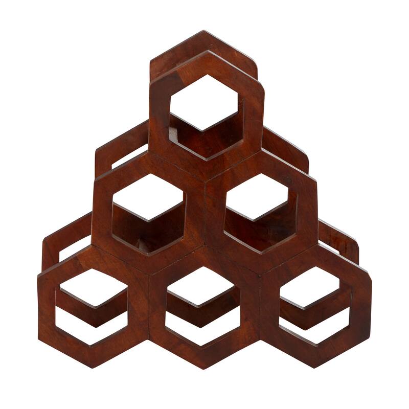 Brown Wood Contemporary Wine Rack 17 x 18 x 8 - 18 x 8 x 17