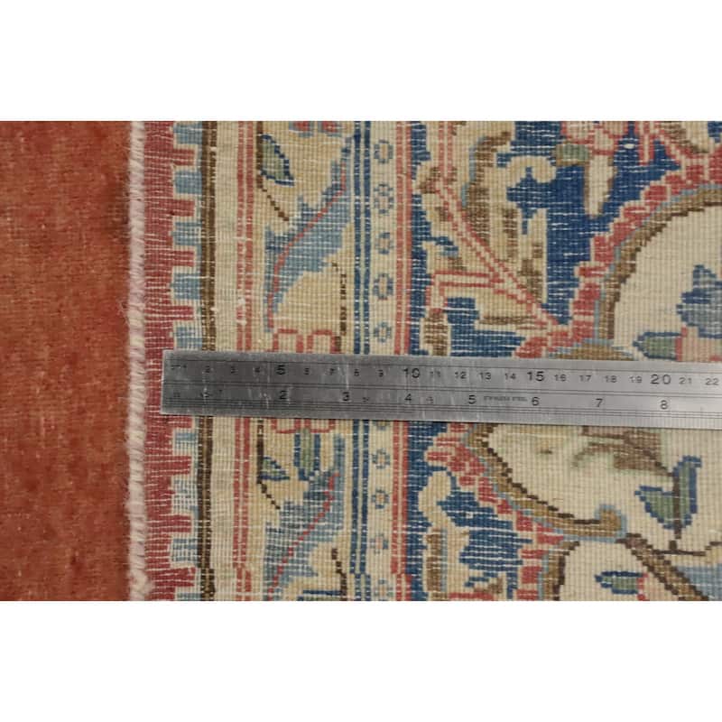 Hand Knotted Oriental 100% Wool Carpet Traditional Floral Oranges & Rust Kerman Area Rug - 12' 0'' X 8' 9''