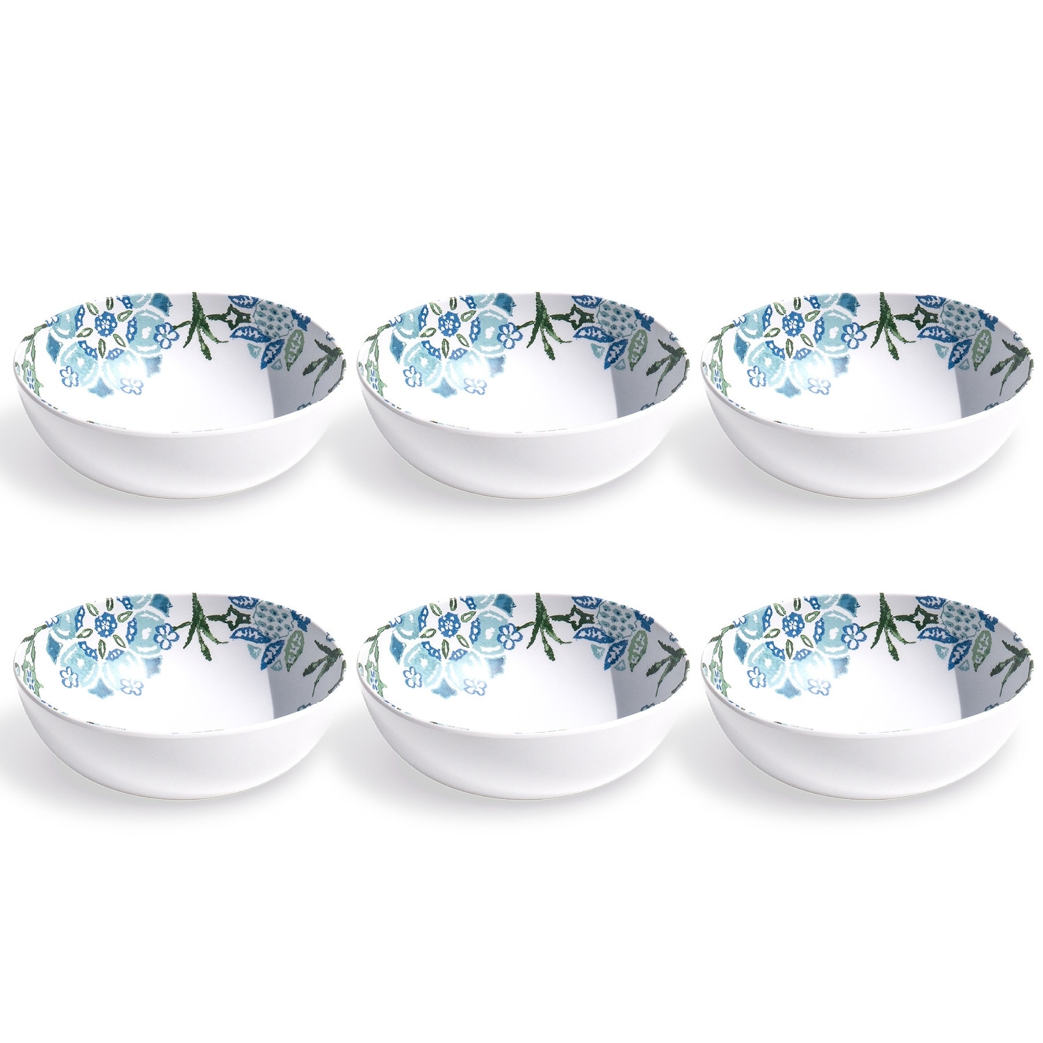 Abode Homewares Hana Ikat Melamine Cereal Bowl - Blue - 7" - Set of 6