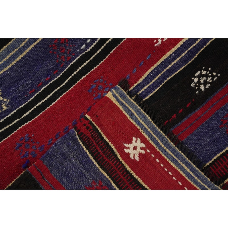 Hand Woven Oriental 100% Wool Carpet Southwestern Tribal Multi-Colored Kilim Area Rug - 7' 3'' X 5' 0''