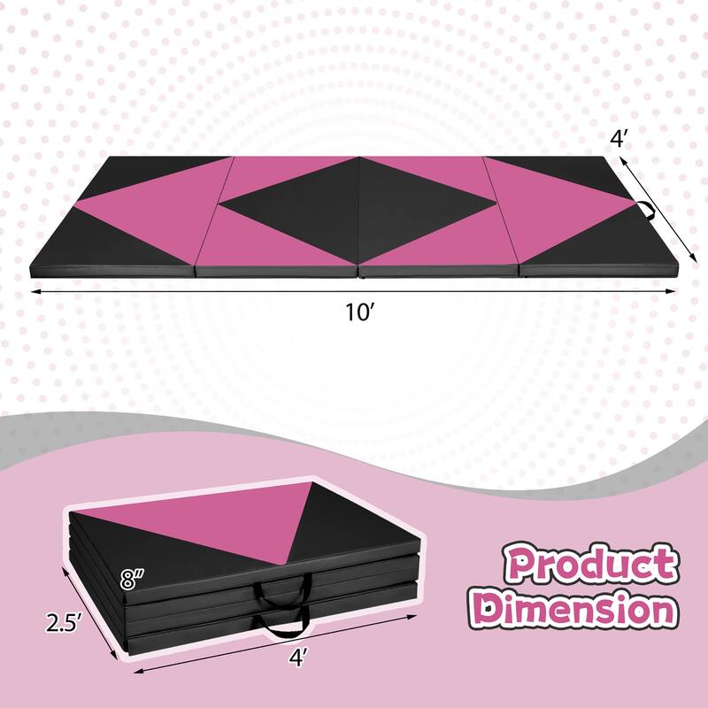 Gymax Gymnastics Gym Mat 4-Panel Folding Lightweight Gymnastics
