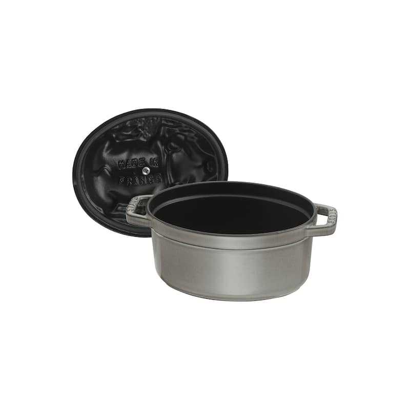 Staub Cast Iron 1-qt Pig Cocotte - Graphite Grey