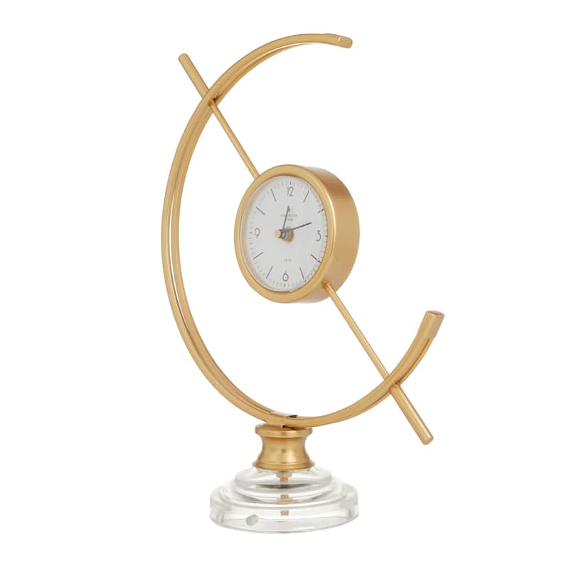 Gold Metal Decorative Clock with Acrylic Base - 13 x 5 x 16