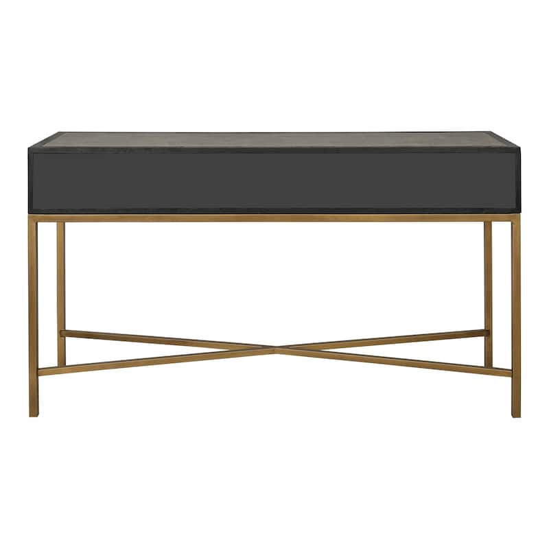 Aurelle Home Milton Solid Oak and Brass Console Table