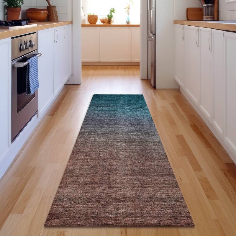 Premium Washable Super Soft Modern Ombre Mayfield Rug - Teal - 2' 3" x 7' 6" - Runner