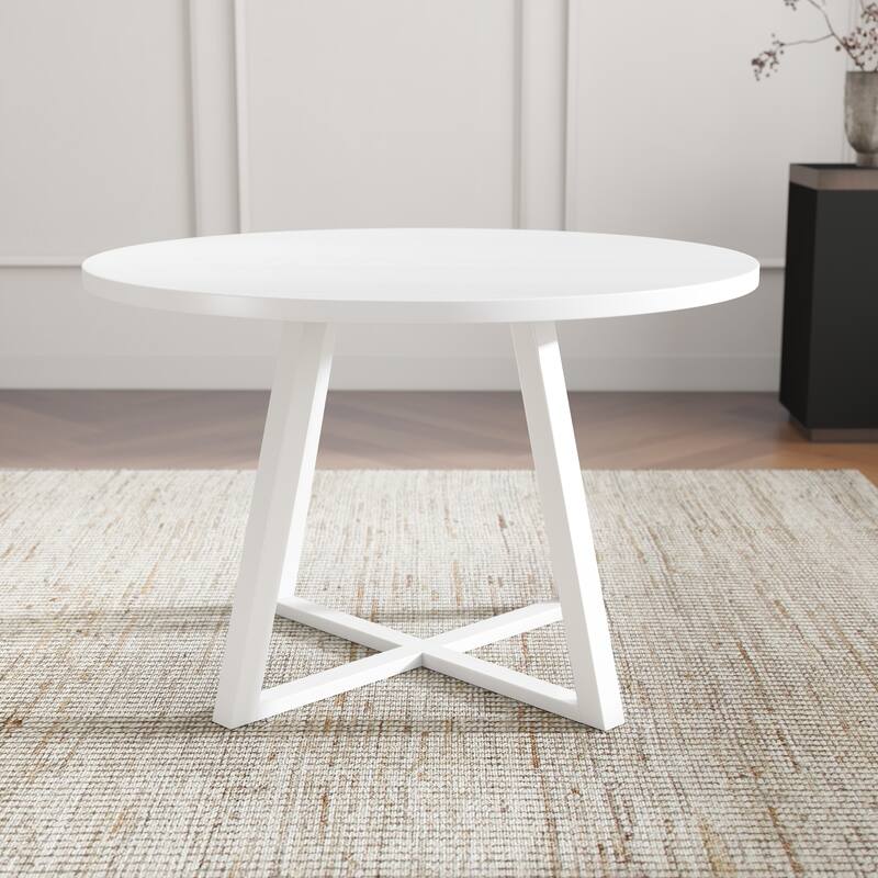 Roundhill Furniture Edo 5-Piece Dining Set, Round Table with 4 Upholstered Chairs,