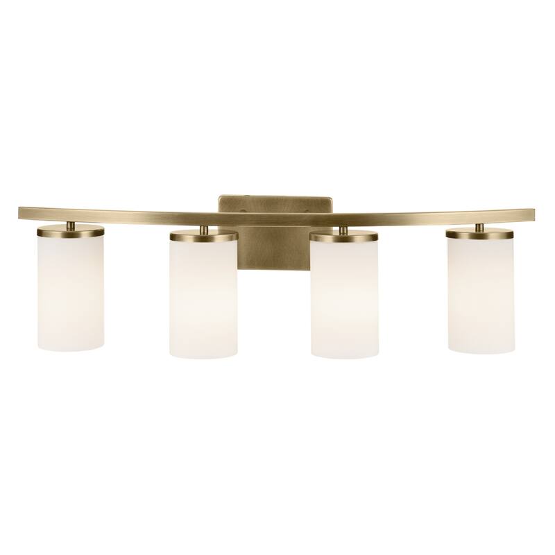 Kichler Lighting Crosby 31.25 in. 4-Light Natural Brass Vanity Light with Etched Glass