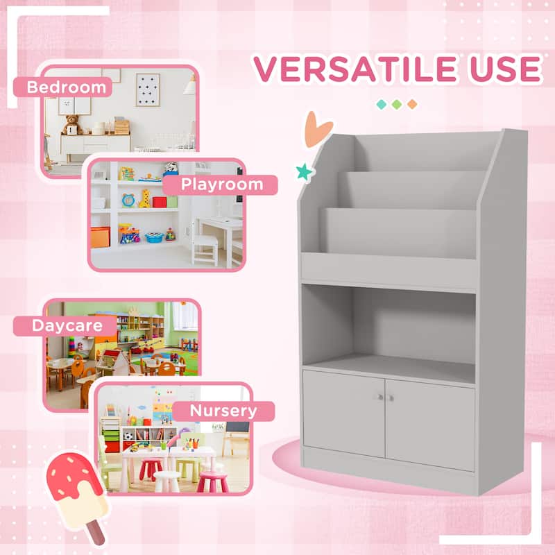 Qaba Toy Storage Cabinet, Kids Bookcase Children's Bookshelf for Kids Room, Bedroom, Playroom, Nursery