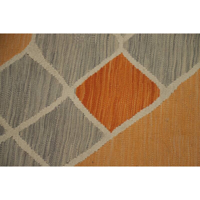 Hand Woven Oriental 100% Wool Carpet Southwestern Modern Greys & Charcoal Kilim Area Rug - 6' 6'' X 5' 1''