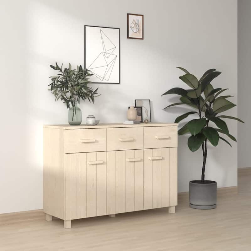 vidaXL Sideboard Bar Buffet Console Cabinet with Drawers HAMAR Solid Wood Pine - 44.5" x 15.7" x 31.5"