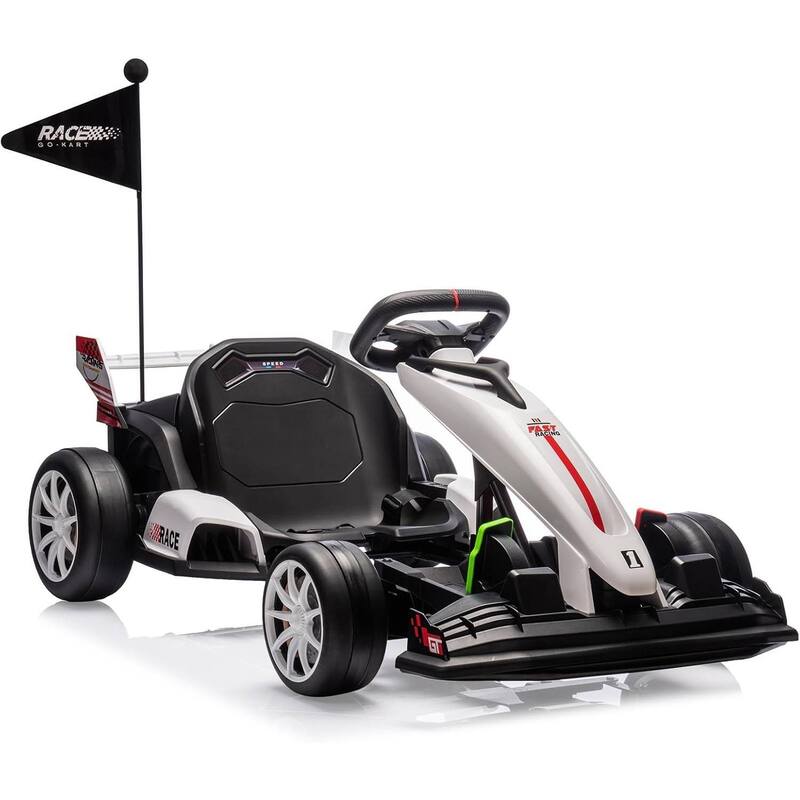 Electric Go Kart Drift Kart Outdoor Race Toy for Kids Best Gifts - White