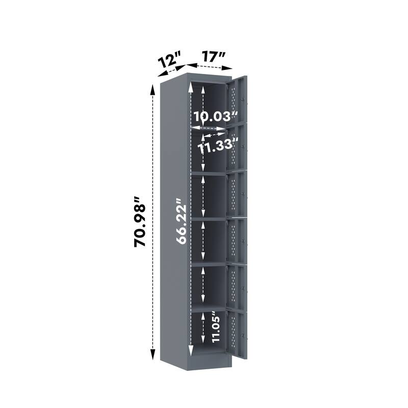 Roomfitters Metal Garage Storage Locker with 6 Separate Compartments, Ventilated Steel Cabinet, Gray Finish