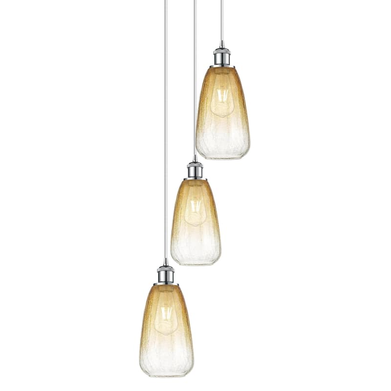 Innovations Lighting 113B-3P-40-13 Brookhaven Almond Pendant - Polished Chrome / Amber