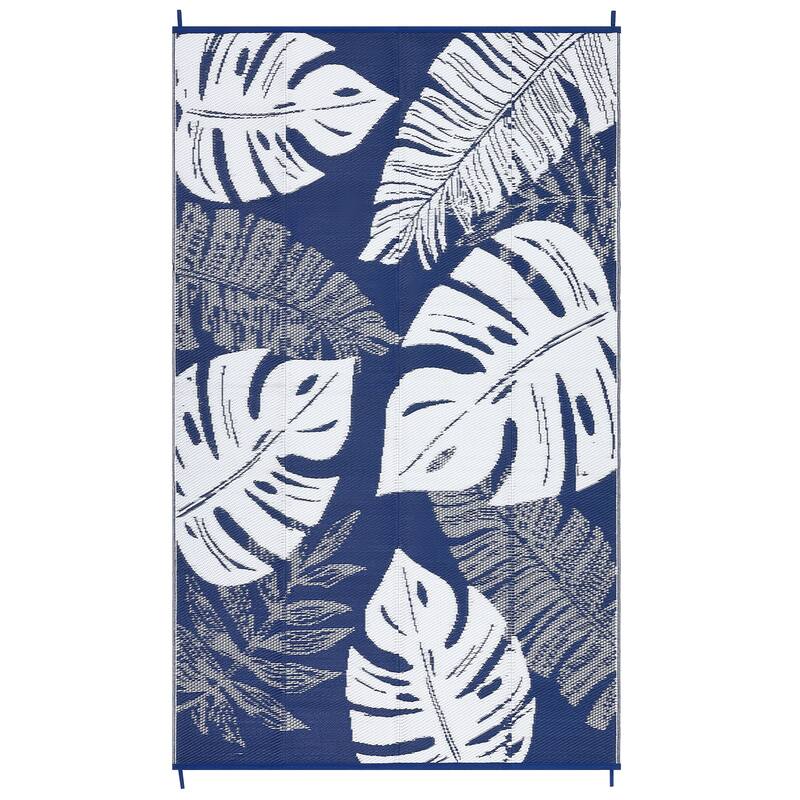 Outdoor Rug Waterproof Reversible Rug Modern Leaves Plastic Straw Area Rug