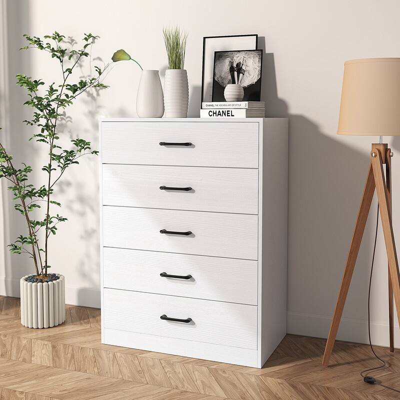 5 Dresser, Chest of Drawers with Wide 52.75'', Easy-Pull Fabric & Wood Dressers with Top