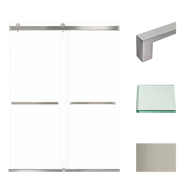 Brianna 60 in. W x 80 in. H By-Pass Frameless Shower Door with Clear Glass - 56-60-in W x 80-in H