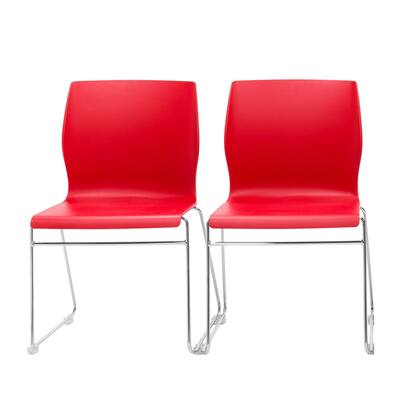 Eurotech Faze Stackable Guest Chairs, Set of 2, Armless, Red