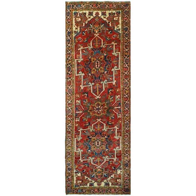 Fine Vintage Distressed Nicole Red/Blue Runner - 3'3" x 9'10"