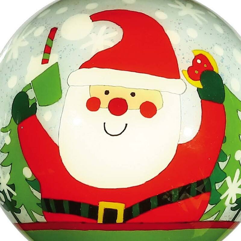 Festive Glitter Santa Hand Painted Mouth Blown Glass Ornament - 3" x 3" x 3"