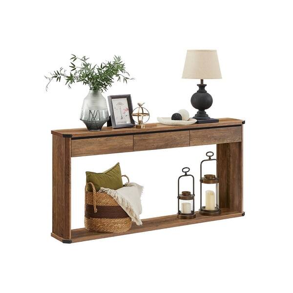 Farmhouse Entryway Console Table with Drawers and Storage Shelf - Bed ...