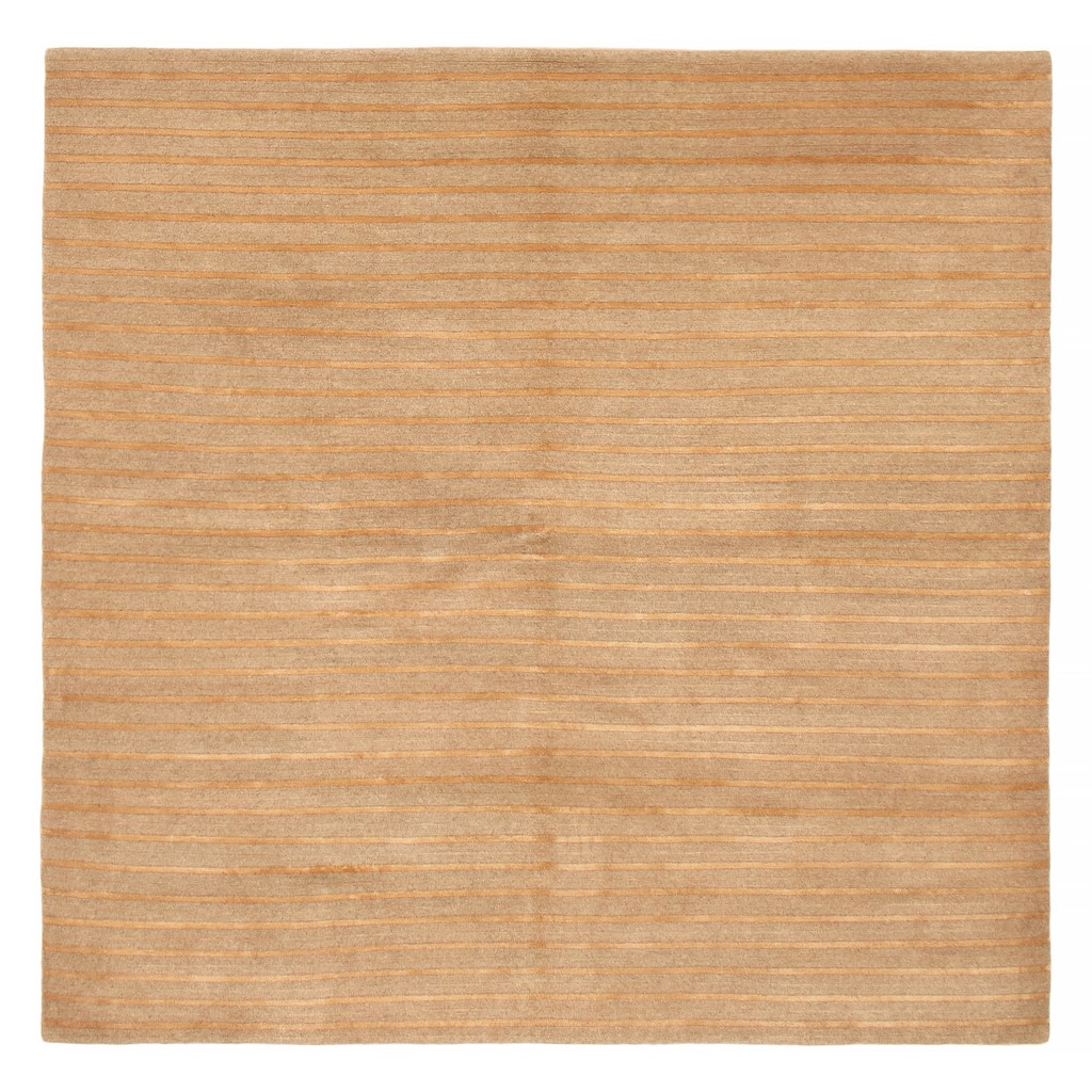 ECARPETGALLERY Hand-knotted Opulence Khaki Silk, Wool Rug - 6'8 x 6'5