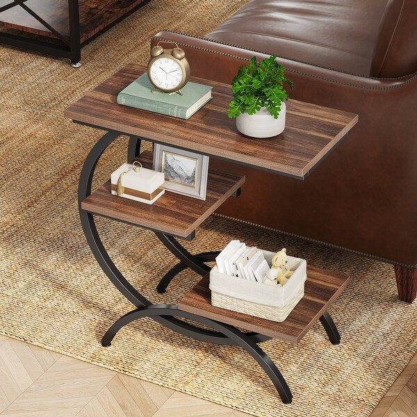 C Shaped End Table Industrial 3 Tier Small Side Table for Living Room On Sale Bed Bath Beyond 39295145