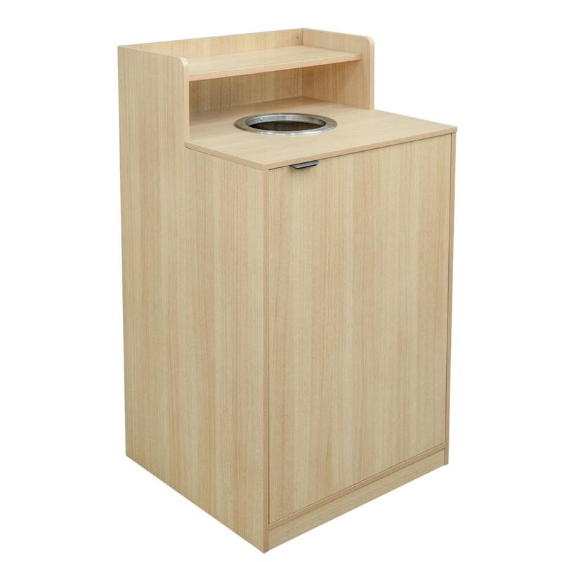 Commercial Grade Wooden Tray Top Trash Enclosure with Drop Hole