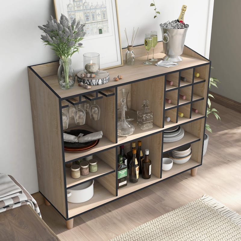 Carson Carrington Vinkol Modern Natural Oak 7-shelf Dining Buffet Server