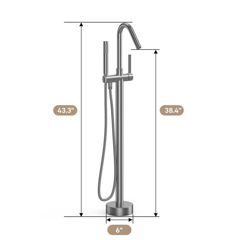 Freestanding Bathtub Faucet, Floor-Mount Tub Filler Chrome
