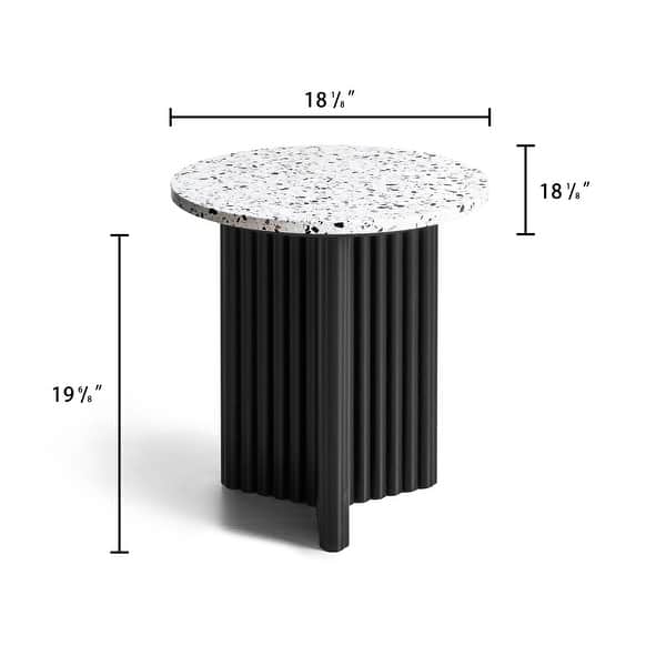 Marble-look Top Round Side Table Pedestal End Table