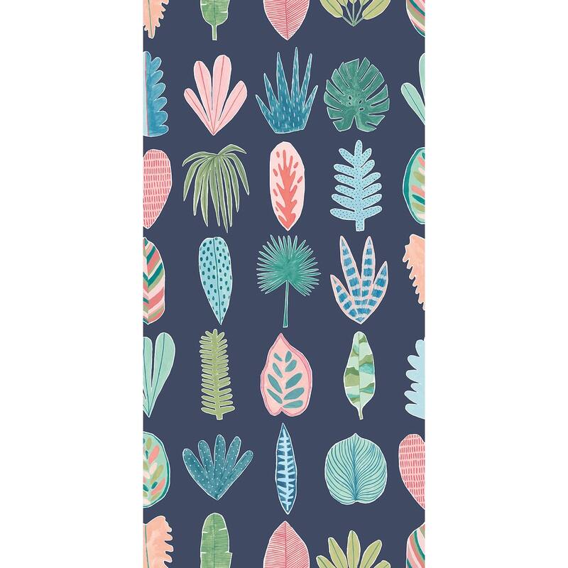 Leaf Boogie Denim Tropical Mix Wallpaper